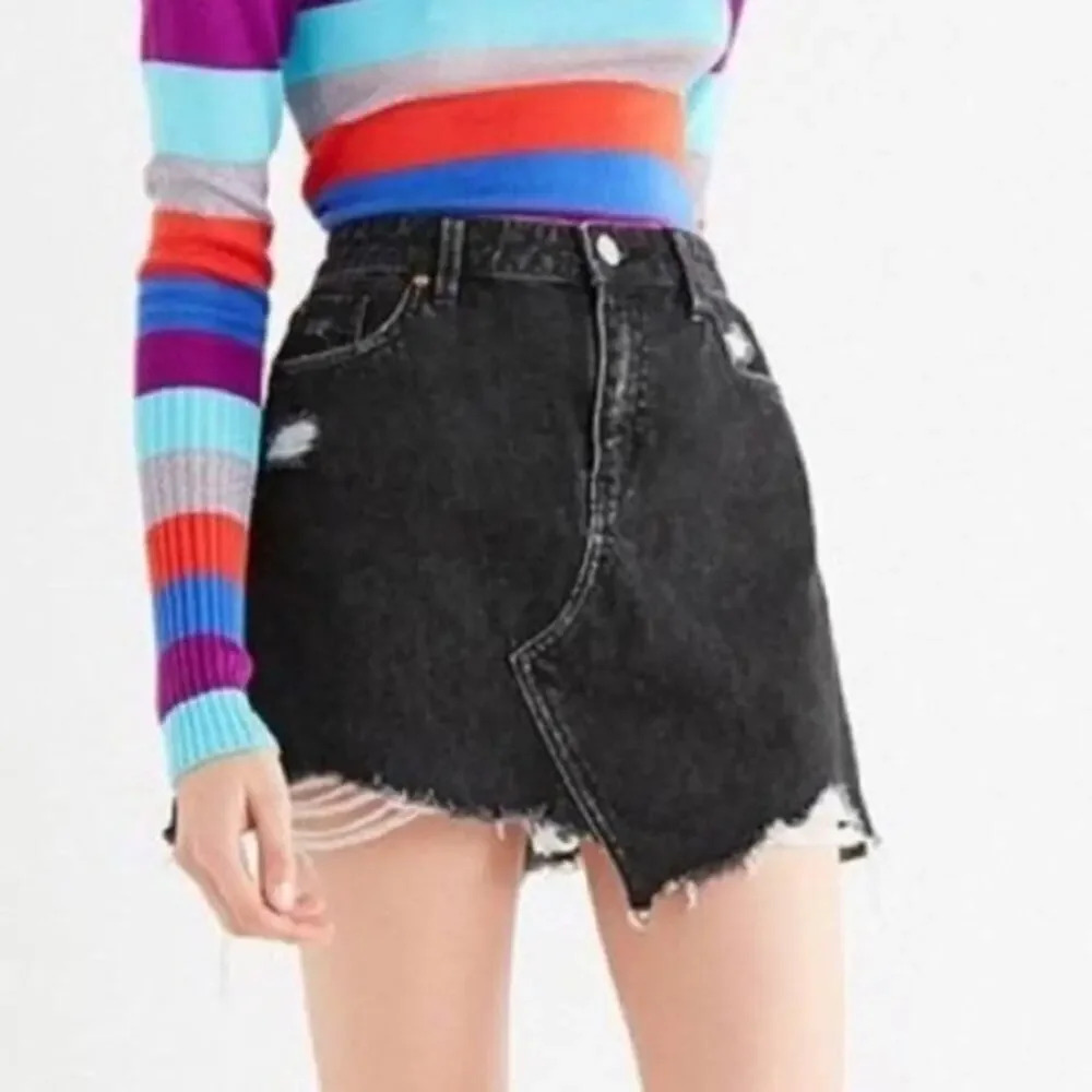 BDG Urban Outfitters Black Denim Distressed Skirt SP